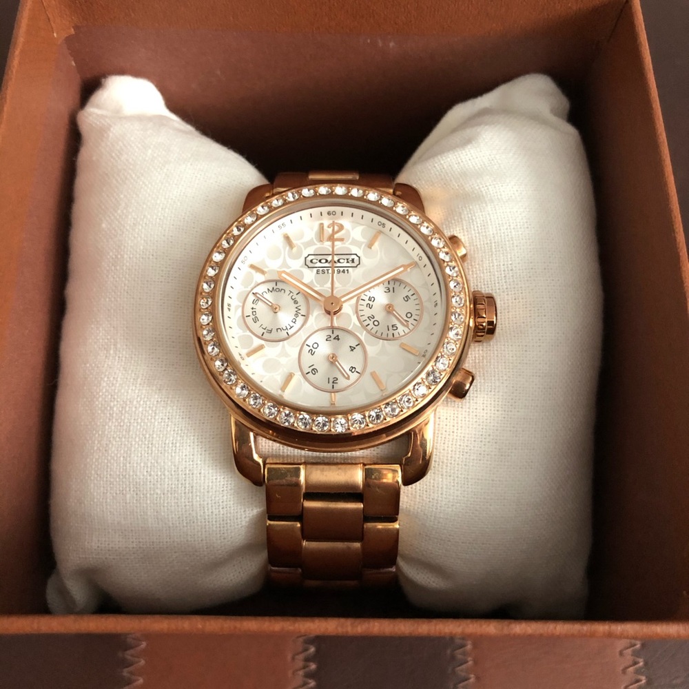 Coach Rose Gold Watch w/ Swarovski Crystals